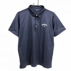 【美品】キャロウェイ 半袖ポロシャツ ネイビー 斜め格子 ロゴ白  メンズ L ゴルフウェア Callaway