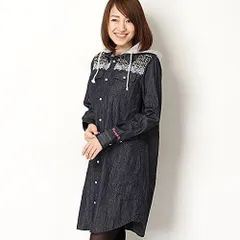 【送料無料】【新品訳有】ラスティ RUSTY レディース デニムワンピー ス パーカー インディゴ 花柄刺繍 Lサイズ ■L18970AWS19-180608-64-8（4）5/30