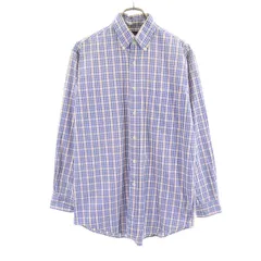 ジェイクルー 90s 巨人タグ オールド チェック柄 長袖 ボタンダウンシャツ S ブルー系 J.CREW メンズ 古着 【240304】