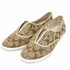 コーチ　COACH　ブラウン　25.5cmサイズ　シグネチャー　スリッポン　ユニセックス　美品