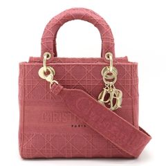 Christian Dior クリスチャン ディオール LADY D-LITE カナージュ エンブロイダリー 刺繍 ハンドバッグ 2WAYショルダー キャンバス ローズ