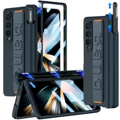 【人気商品】折り畳み式 PC+弾力ナイロンレザー Sペン収納 スクリーンフィルム一体型 格納式リストバンド ヒンジ保護 耐衝撃性 [SC-55C|SCG16] ワイヤレス充電対応 サムスン 4ケース Samsung Galaxy Fold Z Fold4 Zのサムネイル