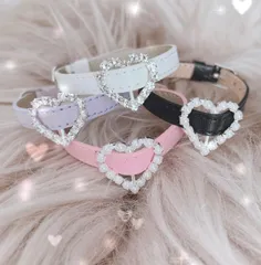 ハンドメイド　量産型　キラキラハート　レザーブレスレット