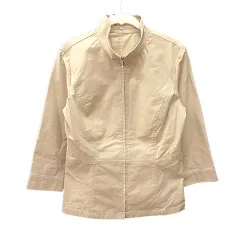 メルローズ MELROSE ジャケット スタンドカラー ジップアップ 七分袖 4 ベージュ /CT ■MOのサムネイル