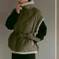 CASA FLINE カーサフライン♡キルティングボアリバーシブルベスト　カーキ CASA FLINE カーサフライン♡キルティングボアリバーシブル