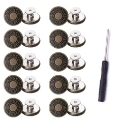 【特価セール】ジーンズボタン 10個セット ジーンズにぴったりのボタンピン 金属ジーンズボタン 調整ボタン 簡単取付け DIY ジーンズ 手作り 延長と縮小可能 YINKE 専用ドライバー付き (銅色)