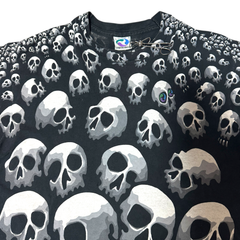90s LIQUID BLUE SKULL 総柄プリント Tシャツ Lサイズ トラヴィススコット オールオーバープリント リキッドブルー vintage T-Shirt ヴィンテージ バンドTシャツ