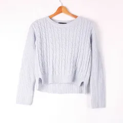 アンタイトル ケーブルニット セーター 長袖 クルーネック モヘア混 トップス レディース Oサイズ ブルー UNTITLED 【中古】