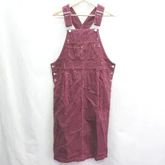 ◇ FITH カジュアル オーバーオール風 無地 膝下丈 ワンピース サイズS ボルドー レディース E  【1407020064736】