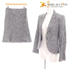 ■ アンタイトル セットアップ スーツ ジャケット ひざ丈スカート 長袖 トップス ボトムス ツイード フレア レディース 3 2 ブラック系