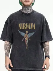 Tシャツ メンズ カジュアル クルーネック メンズTシャツ 100%コットン 半袖Tシャツ ゆったりフィット ニット生地 わずかなストレッチ 無地 レギュラー丈 夏のアウトドアウェア 天使 ビンテージ感 メンズファッション ブラック