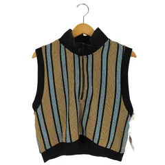 ザラ ZARA ストライプ ハーフジップ  ニットベスト レディース import：M 