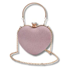 [ALVEIN] パーティーバッグ ハート型 クラッチバッグ がま口 3way ミニバッグ レディース フォーマル ハンドバッグ ショルダーバッグ チェーンバッグ 結婚式 披露宴 (ピンク) [ピンク]