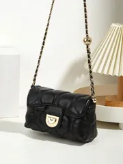 バッグ レディース ショルダーバッグ 女性ファッション 新作 多機能チェーン装飾チャーム刺繍ひし形チェック柄テクスチャー無地キルト クロスボディショルダーバッグ、外出、デート、ショッピング、通勤/仕事/オフィスでの