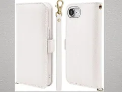 ラスタバナナ ケース カバー iPhone 2025 専用 手帳型 ハンドストラップ付 白 新品 スマホケース サイドマグネット カードポケット3つ