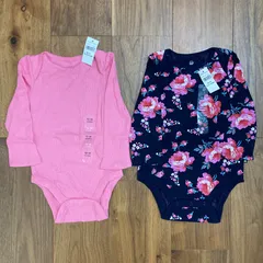 新品　未使用　babygap 長袖　ロンパース　ピンク　花柄　80