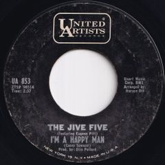 Jive Five I'm A Happy Man / Kiss, Kiss, Kiss United Artists US UA 853 211861 R&B R&R レコード 7インチ 45