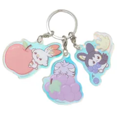 【メール便】ポケットモンスター キーリング オーロラアクリルキーホルダー ポケピース ヒバニー ニャスパー エモンガ＆マホミル ポケモン マリモクラフト 3連 3チャーム アクキー キャラクター グッズ 