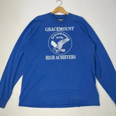 長袖 ロンT フロントプリント オーバーサイズ ビックシルエット ブルー