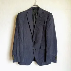 極美品⭐️ マルゾット スーツ セレクト MARZOTTO SUITS SELECT テーラード ジャケット ストライプ 総柄 ビジネス ウール100% ネイビー