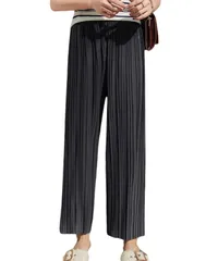 [グリーンパキラ] ボトムスパンツ レディース ガウチョ 春 夏 ワイド イージー 秋 フレア ズボン ストレート 部屋着 プリーツパンツ スカーチョ ウエストゴムパンツ 春服 夏服 ハイウエスト スカンツ オフィスカジュアル 通 [グレー] [L] [標準]