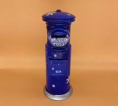 昭和郵便ポスト型貯金箱（夜空から降る雪柄）