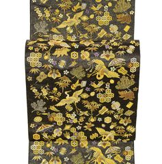 ※店舗改装後【古典新作フェア】仕立無料☆西陣伝統工芸本金箔錦織最高級袋帯☆名門長嶋織物謹製☆王朝瑞祥宝尽し鶴舞華文（10012147）