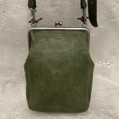 ✨genten がま口 ショルダー レザー グリーン レディース 美品✨　革　普段