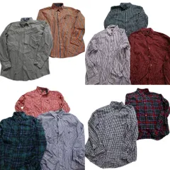 古着卸 まとめ売り チャップス 長袖シャツ 10枚セット (メンズ Ｍ ) ストライプ 無地 ギンガムチェック タータンチェック 中古 古着 MY4491