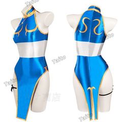 セクシーコスプレ衣装 誘惑 光沢 キャラクター ストリートファイター 春麗風モデル コスチューム レオタード チャイナドレス 水着 仮装 ベ