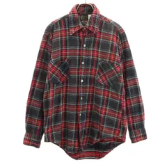 FRUIT OF THE LOOM フルーツオブザルーム 70s ヴィンテージ チェック柄 長袖 ネルシャツ M 赤系 メンズ 古着