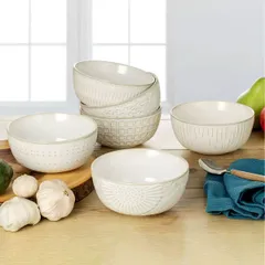 【送料無料】Signature Housewares  ホワイトボウル 6点セット 直径15×高さ6.8cm　容量769mL　窯変釉薬/コストコ