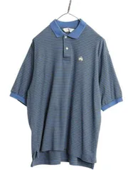 【お得なクーポン配布中!】 90s USA製 ブルックスブラザーズ ボーダー 半袖 ポロシャツ メンズ L オールド 半袖シャツ スムース コットン 素材 ワンポイント ツートン