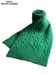 POLO RALPH LAUREN (ポロラルフローレン) ワンポイント刺繍 ニット マフラー RLPC0731F4 メンズ (グリーン)