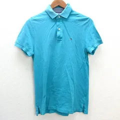 s■トミーヒルフィガー/TOMMY HILFIGER ロゴ刺繍 半袖ポロシャツ/鹿の子地【S】水色/MENS/169【中古】