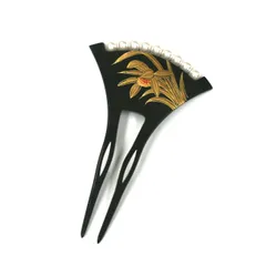 訳あり かんざし 蒔絵 パール 二本差し 髪飾り