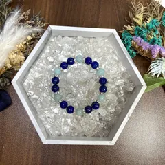 ラピスラズリ&ビルマ翡翠 パワーストーン ブレスレット 天然石ブレス (シルバー) 10mm メンズ・レディース 仕事運 人間関係 お守り [17]