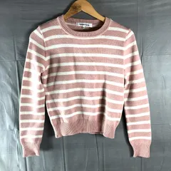 ピンキーアンドダイアン Pinky&Dianne ニット 長袖 ボーダー Uネック 日本製 白 ピンク 38サイズ 2025061400291