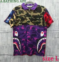 【超希少】アベイシングエイプ ☆センター シャークロゴ ポロシャツ カモフラ 2025年最新】A BATHING APE(アベイシングエイプ)SHARK POLO