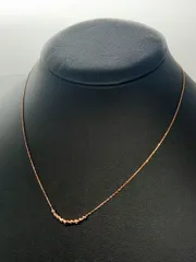 極美品750 18金ネックレス ハートぶらさがりWG・PGミラーボール付40cm