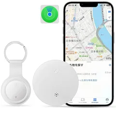 OUNEYTO エアタグ apple 紛失防止タグ 超薄型 gps タグ Appleの「探す」に対応(iOS端末のみ)スマートタグ 紛失防止タグ gps 小型 バレない 車両追跡/盗難対策/財布忘れ物防止 タグ（ホワイト）