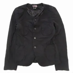 美品 13SS ブラックコムデギャルソン BLACK COMME des GARCONS 4ポケット ポリ縮絨 ノーカラー ジャケット ブルゾン アウター AD2012 1J-J028 サイズXS 黒 ブラック メンズ レディース ユニセックス/2/のサムネイル