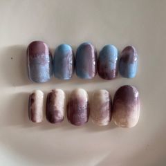 現品 ネイルチップ ニュアンス 韓国 大人 シンプル 落書き ロゴ 色鉛筆 一癖