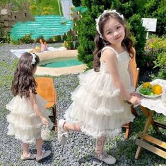 【新品未使用】子供服 ワンピース ドレス 姫服 子供服 女の子 チュール ワンピース キッズ 女児 小学生 キッズ 可愛い おしゃれ カジュアル キャミワンピ 発表会 結婚式 音楽会 演奏会 90cm 100cm 110cm ugcp60