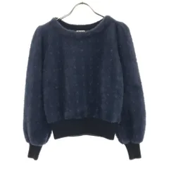 ボンメルスリー 総柄 長袖 シャギー ニット 38 ネイビー系 Bon mercerie ラメニット レディースのサムネイル