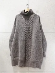 SNIDEL スナイデル ニットワンピース ハイネック 長袖 膝丈 ケーブル編み ウール混 ブラウン Fサイズ SWNO205009