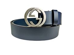 新品 グッチ GUCCI ベルト インターロッキングG ベルト ネイビー