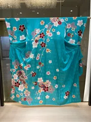 大幅値下げ＜決算セール＞美品水色正絹京友禅振袖　セット販売可