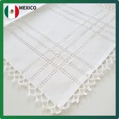 【新古品】メキシコ  手刺繍  カットワーク  ランチョンマット  クロス  ドロンワーク  手縫い  ハンドメイド