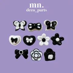 【1つ25円】各3個★デコレーションパーツ　ハンドメイド　モノトーン　白黒　おしゃれ